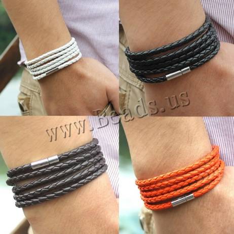 5 Laps Leather Bracelet Silver Retro Charm PU Cord Cuff Bangle Link Chain Women Men Punk Wristbands Fashion Jewelry Accessories