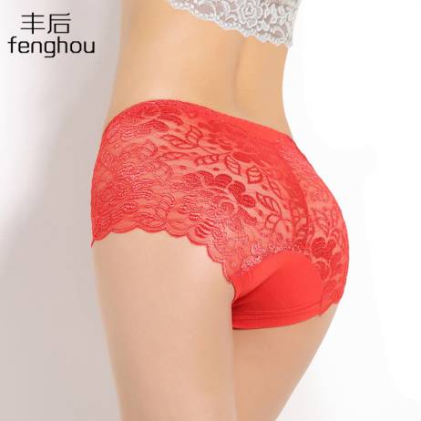 Women underwear briefs sexy women's panties full transparent pink lace seamless plus size string panty underwear women
