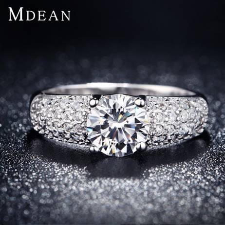 MDEAN White Gold Filled Rings For Women Wedding Jewelry Bijoux zirconia vintage Accessories Engagement Bague Bijouterie MSR024