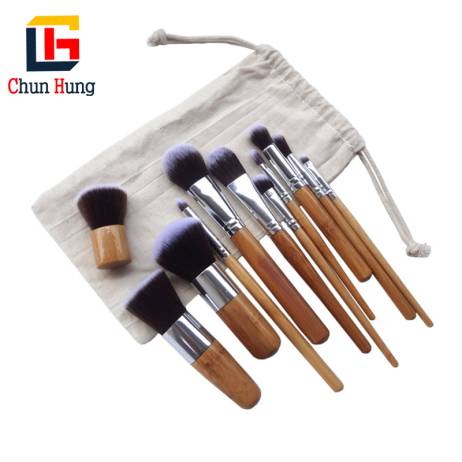 New 11 Pcs/set Makeup Brushes Set Bamboo Wood Fiber Brush Professional Makeup Brushes Set Eyebrow Eyeliner Powder Brushes Tools