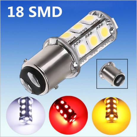 1157 BAY15D 18 SMD 5050 Red, Amber Yellow,White LED Car Bulbs Lamp Auto p21/5w rear brake Lights Car Light Source parking