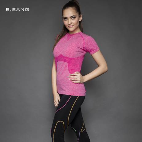 B.BANG Dry Quick Gym Yoga T Shirt Tights Women's Sport Tees for Running Gym Fitness Short Sleeve Clothes Tops for Woman