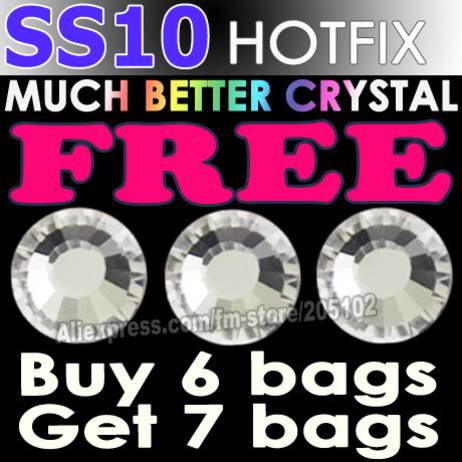 Promotion! SS10 1440pcs/Bag Clear Crystal DMC HotFix FlatBack Rhinestones trim strass,DIY iron heat glass Hot Fix crystal stones