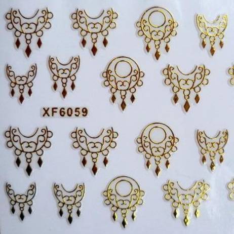 DIY gold design Water Transfer Nails Art Sticker decals lady women manicure tools Nail Wraps Decals XF6059