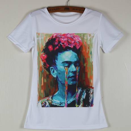 Cheap Fashion Tees Frida Kahlo Tshirts polyester Women White T Shirt Short Sleeve Round Neck Tops Woman Clothing Camisetas S-3XL