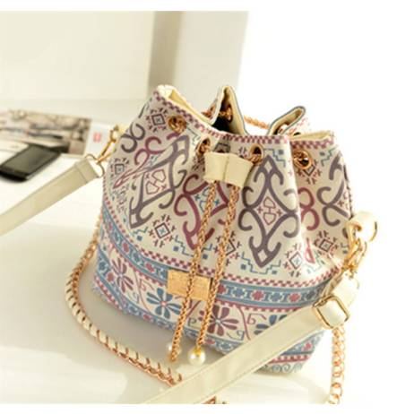 Bohemia Canvas Drawstring Bucket Bag Shoulder Handbags Women Messenger Bags Bolsa Feminina Bolsos