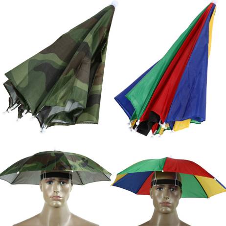 FE# Portable 55cm Umbrella Hat Sun Shade Lightweight Camping Fishing Hiking Festivals Outdoor Brolly Free Shipping