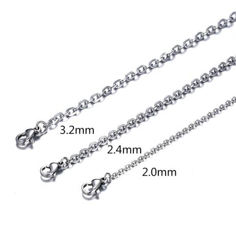(2MM-3.2MM) 50CM New Fashion Silver Stainless steel Chains Necklace For Women men Jewelry H0275