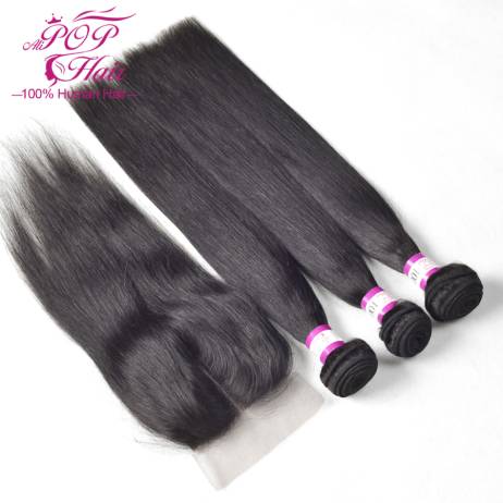 Brazilian virgin hair with closure,Human hair bundles with lace closure 4x4