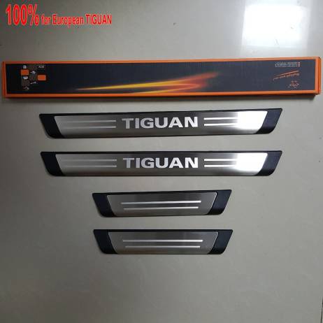 free shipping new for EUR vw Volkswagen Tiguan door sill stainless steel scuff plate threshold sticker accessories 4 pcs