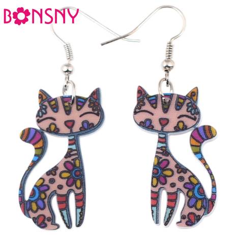 Drop Cat Earrings Dangle Long Acrylic Pattern Earring Fashion Jewelry For Women 2015 New Arrive Accessories