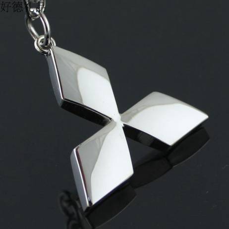 2016 New Car MITSUBISHI Alloy Keychain Key Ring Male Double Faced Cutout Emblem Key Chain 3D