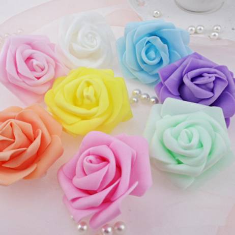 High Quality 100pcs/lot 6cm Foam Rose Heads Artificial Flower Heads Mint Green Tiffany Blue Flowers Wedding Decoration
