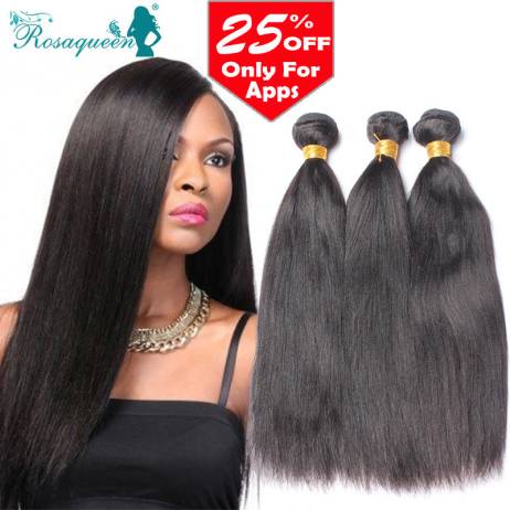 Brazilian Virgin Hair Yaki Straight 3Pieces/Lot Human Hair Weave Brazilian Straight Hair 10