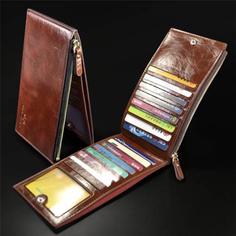 carteira masculina 15 Cards Bits Multifunction Genuine Leather Men Wallets Clutch carteras Money Clip Zipper Male Bag Purses