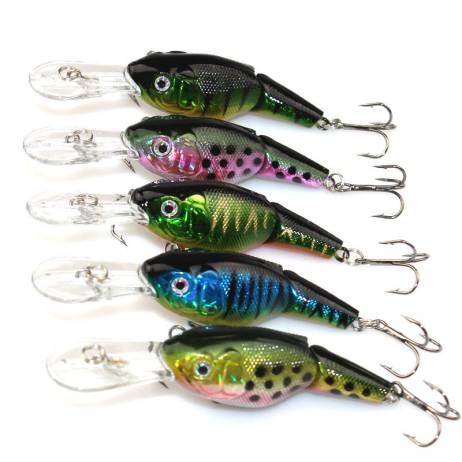 Hot!! Top Grade Lot 5pcs 2 Sections Jointed Fishing Crank Lures SwimBait Bass CrankBaits Tackle Wobblers Hard Bait 9cm 10.6g