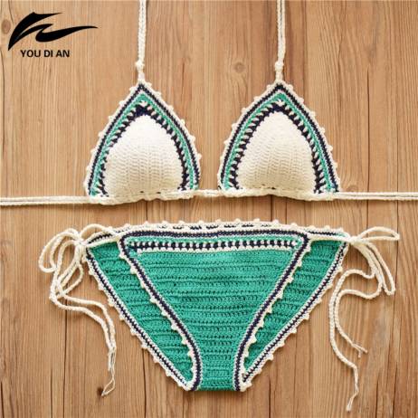 Sexy Handmade Crochet Bikini women crochet Swimsuit Brazilian biquini 2016 Crochet Swimwear Bathing Suit fashion beach suit