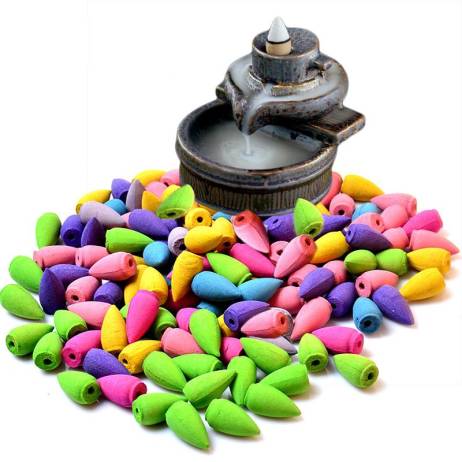 Mixed 20pcs Natural Reflux Tower incense Rose Jasmine Lavender Osmanthus Sakura Smoke Cone reflux tower incense Backflow Bullet