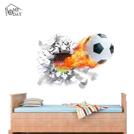 3D Foodball Wall Stickers PVC Soccer Print Stickers Home Decor Removable Wall Art Kids Room Decals Modern 50*70cm