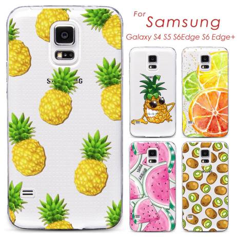 Phone Case Cover For Samsung Galaxy S4 S5 S6 S6Edge S6Edge+ Ultra Soft TPU Transparent Fruit Pineapple Lemon Watermelon Cover