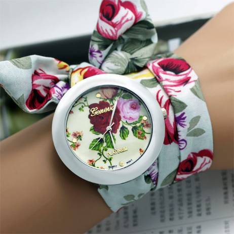 New design Ladies flower cloth wrist watch fashion women dress watch high quality fabric watch sweet girls watch