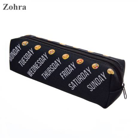 Zohra emoji Week 3D printing travel Makeup organizer pencil bags Women Cosmetic Bag organizador girl neceser maleta de maquiagem