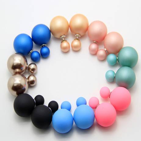 Wholesale Free Shipping Paragraph Hot Selling Earrings 2015 Double Side Shining Pearl Stud Earrings For Women Girls