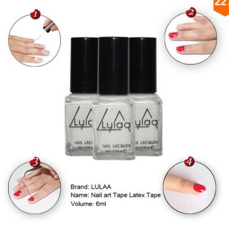 LULAA White Nail Art Tape Latex Tape & Finger Skin Protected Liquid Palisade Easy Clean Base Coat Care Nail Polish Women