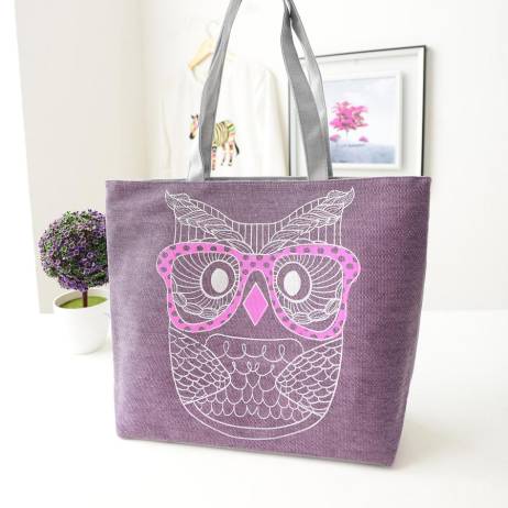New Arrival Women's Bag Canvas Bag Female One Shoulder Vintage Portable The Owl Pattern Cloth Female Bags Free Shipping