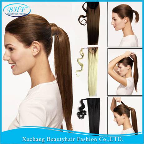 Remy Human hair horse Pony tail Clip In Ponytail Human Hair Mix Color Ponytail Straight BHF Xu Chang Human Hair