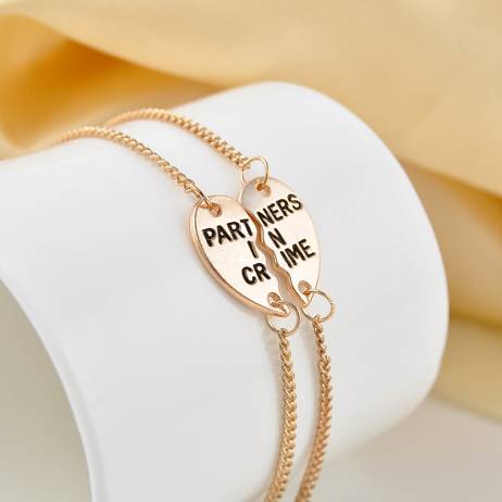 Europe Style Partners In Crime Letter Hearts Alloy Friendship BraceletsJewelry Friendship Gifts To Best Friend
