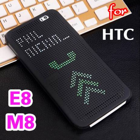 Slim Smart Auto Sleep Wake Up Soft Silicone Flip Leather Cover Original Dot View Case Shockproof Holster For HTC One M8 / E8