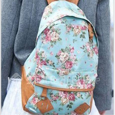 2016 Girl Flower Backpack School Book Shoulder Bag Travel Bag Women Canvas Rucksack High Quality Free Shipping N597