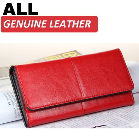 Ladies Women Wallets Genuine Leather Purses Long Wallet Women Elegant Female Red Women's Wallets Woman Leather Wallet Purse