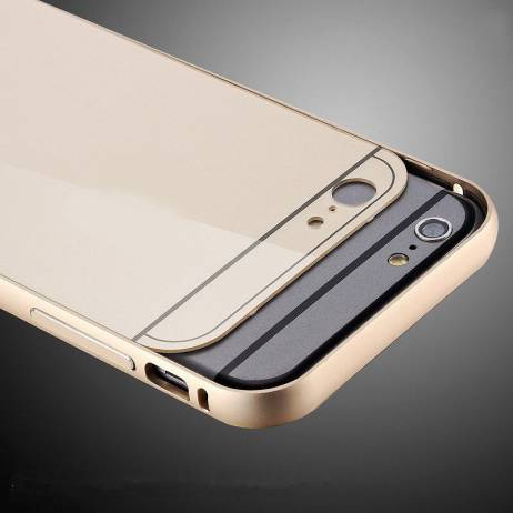 For Apple iphone 6 6s i6 Plus Case Gold Metal Aluminum + Acrylic Back Cover Luxury Hybrid Cases For Iphone6 s for iphone 6 Plus