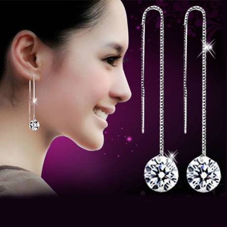 Silver plated ear wire earrings female models fashion cute crystal jewelry super flash retro jewelry factory wholesale 8MM