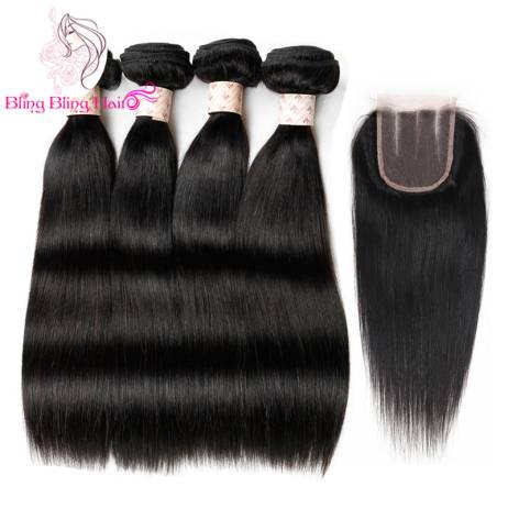 4 Bundles Malaysian Straight Hair With Closure Ms Lula Hair With Closure And Bundles Cheap Human Hair With Closure Piece