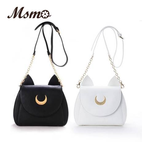 Samantha Vega 20Y Limited Sailor Moon Bag Ladies Leather Handbag Black White Cat Luna Moon Cute Women Messenger Crossbody Bag