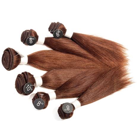 EVET Silky Straight Brazilian Virgin Hair Extensions 6Pcs Virgin Silky Straight Human Hair Weave 4x8