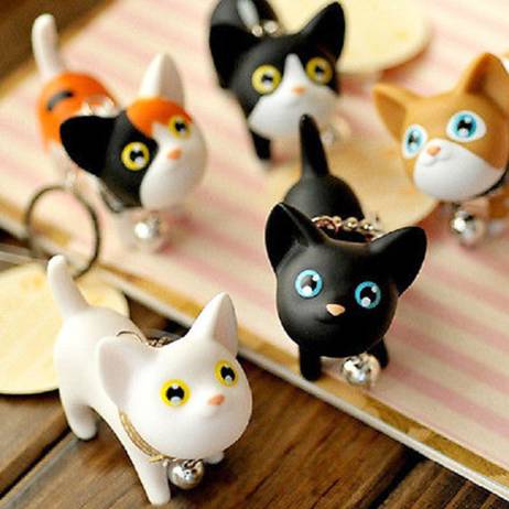Free Shipping Cute Style Hot Selling Animal Vinyl Toy Lovely Cute Cat Kitten Keychain Keyring