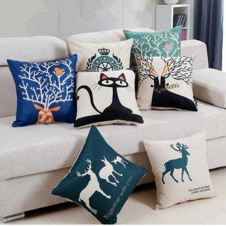 Creative Pillow 45*45 Christmas Gift Customized Linen Cushion for Home Decoration Not Including Filling in Office in Car