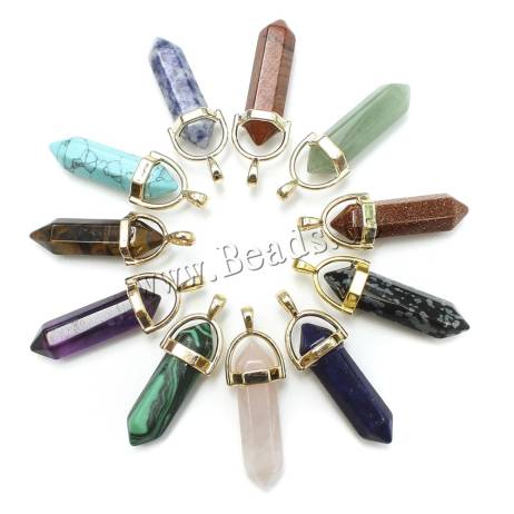 Multi Color Natural Stone Pendant Rose Quartz Crystals Amethyst Stones Women Men Gold Bullet Charm Necklace Jewelry Accessories