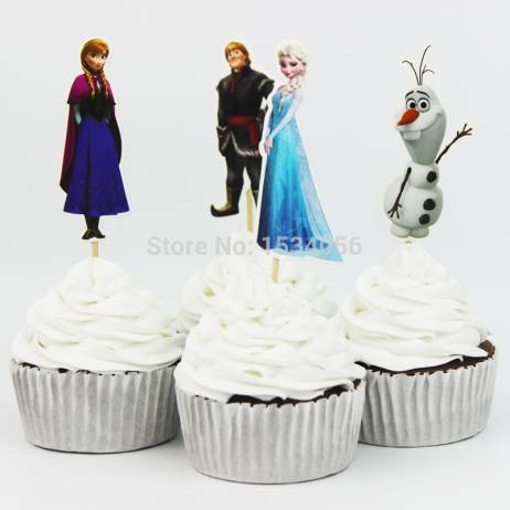 24pcs/lot Frozen Esla Anna Snow Freezing Toppers Picks Cupcake Toppers Picks Kid Birthday Party Decorations Evnent Party Favors