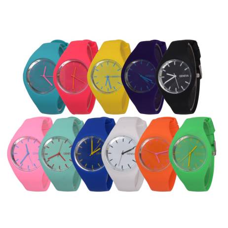 Free shipping 2016 Fashion Ice cream color Ultra-thin fashion gift silicone watch Geneva silicone Wristwatch W212