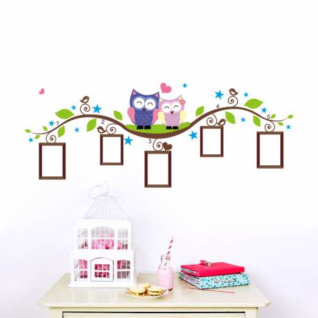 owls photo frame wall stickers home decoration bedrrom animals wall decals mural art living room cartoon flower vine zooyoo1021