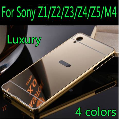 Luxury Aluminum Metal Hybrid case for Sony Z1 L39H/Z2/Z3/Z4/Z5/M4 aqua Hard Mirror Protective Back Cover for sony Z1 Z2 Z3 Z4 Z5