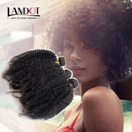 Mongolian Kinky Curly Virgin Hair Extensions Landot Hair Products 6A Grade Mongolian Afro Kinky Curly Hair 4Pcs Human Hair Weave