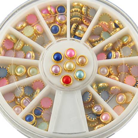 2016 New Arrive Fashion Colorized Rhinestones For Nails Gold Alloy Nail Art Glitter Studs Stickers Decoration NA430