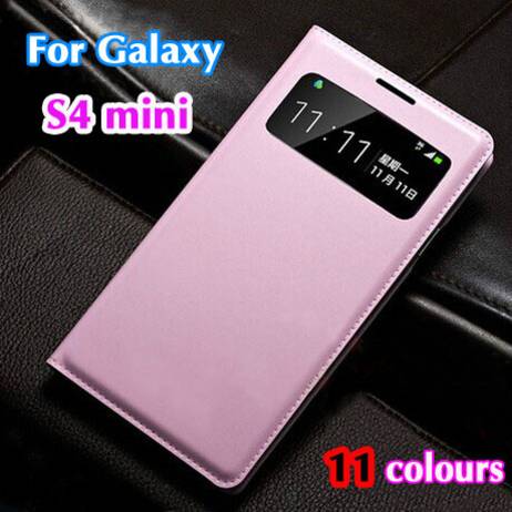 Slim Smart View Shell Auto Sleep Wake Bag Original Leather Case Flip Cover Holster For Samsung Galaxy S4 Mini I9190 I9192 I9195