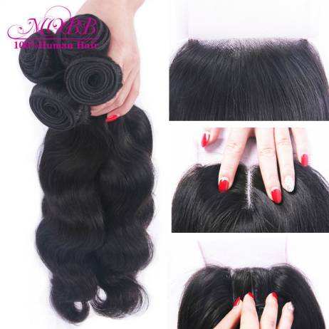 Brazilian Virgin Hair With Closure 4 pcs Hair Bundles With Lace Closures Unprocessed Human hair Brazilian Body Wave With Closure
